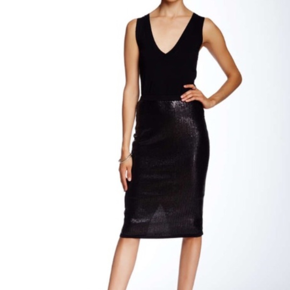 Search for Sanity Shimmering Black Midi Skirt